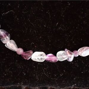 HANDBEADED PURPLE&GREEN  FLUORITE TUMBLE STONE